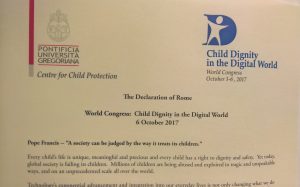 Screenshot excerpt from letter from Child Dignity in the Digital World